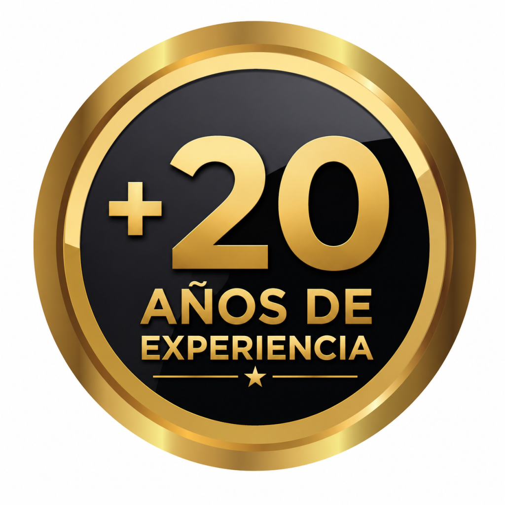 Sello de +20 años de experiencia de Lecaros Group